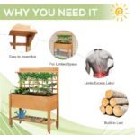 41"x18"x53" Elevated Garden Raised Bed with Shelf and Wheels Solid Wood Planter Flower Herb Boxes for Vegetables Flower Outdoor/Indoor - Brown - Image 5