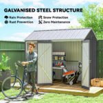 8' x 5.5' Metal Garden Storage Shed, Extra Large Outdoor Tool Storage House w/Lockable Doors, Window, Air Vents, Gray - Image 4