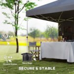 10' x 10' Pop Up Canopy Tent w/ Sidewall, UPF50+ Height Adjustable Instant Sun Shelter w/ Storage Pockets, Sea Blue - Image 8