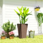 23 Inch Tall Planters for Outdoor Plants, Set of 2 Plastic Flower Pots, for Front Door Patio Garden Use, Brown - Image 8