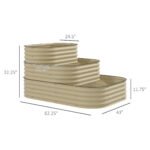 3-Tier Raised Garden Bed Set w/ Safety Edging, Open Bottom for Vegetables, Herbs, Flowers, 62.25" x 43" x 32.25", Cream - Image 3