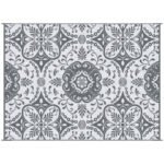 9x12 Waterproof Reversible Outdoor Rug for Camping, Backyard, Picnics, Beach, Deck Gray & White Floral