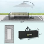 Reversible Outdoor Rug, Waterproof Plastic Straw with Carry Bag, 9' x 18', Black & White Gourd Border - Image 3