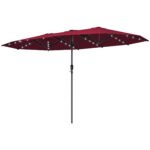 Garden Parasol, Double-Sided Sun Umbrella with LED Solar Lights, Patio Parasol for Outdoor - Image 12