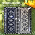 Reversible Outdoor Rug, Waterproof Plastic Straw with Carry Bag, 9' x 18', Blue & White Rhombus Patchwork - Image 7