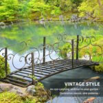 6' Metal Arch Backyard Garden Bridge, Safety Siderails, Arc Footbridge for Backyard Creek, Stream, Pond, Bronze - Image 5
