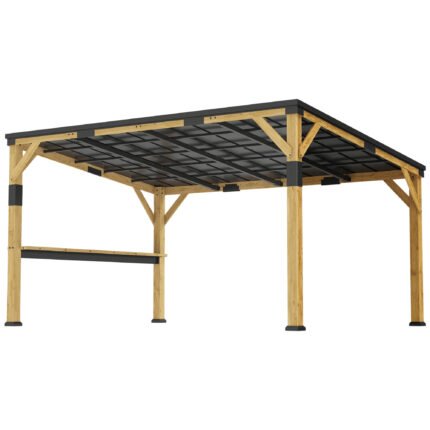 Hardtop Gazebo, 10 ft x 14 ft, with Galvanized Steel Roof, Double Roof, Curtains and Netting