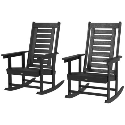 2 Pieces Outdoor Rocking Chairs with HDPE Patio Rockers