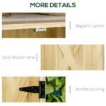Garden Storage Cabinet, Outdoor Tool Shed with Galvanized Top and Two Shelves for Yard Tools or Pool Accessories, Natural - Image 6