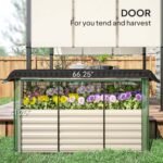 Galvanized Steel Planter Box with Crop Cage and Shade Cloth, Raised Garden Bed for Flowers, Veggies and Herbs, Beige - Image 6