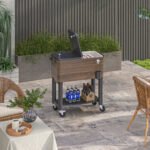 60 Quart Outdoor Cooler Cart, Rolling Ice Chest with Bottom Shelf and Bottle Opener for Backyard, Deck, Poolside Party - Image 8