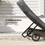 Patio Wicker Chaise Lounge Chair, Outdoor PE Rattan Sun lounger with Adjustable Backrest and 2 Wheels, Gray - Image 4