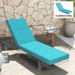 Chaise Lounge Cushion, 4" Thick Outdoor Lounge Chair Cushion with Ties for Patio, 21" x 72 ", Blue - Image 8