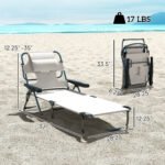 Folding Lounge Chair w/ Reclining Back, Cream White - Image 3