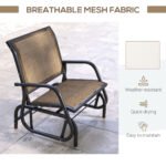 Outdoor Glider Chair, Steel Swing Chai with Curved Armrests for Porch, Garden, Poolside, Balcony, Brown - Image 6