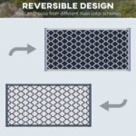 Reversible Outdoor Rug, 9' x 18' Waterproof Plastic Straw Floor Mat, Portable RV Camping Carpet, Large Floor Mat for Backyard, Deck, Picnic, Beach, Blue & White - Image 6