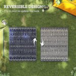 Reversible Outdoor Rug, Waterproof Plastic Straw with Carry Bag, 8' x 10', Blue & White Geometric - Image 7