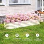 6.4' x 2' x 1' Galvanized Raised Garden Bed Kit, Metal Planter Box with Safety Edging, Cream - Image 7