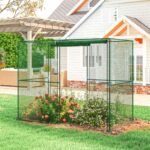 Walk-in Crop Cage, Plant Protectors from Animals with Roll Up Zippered Door, 7.9' x 3.9' x 6.1', Green - Image 8