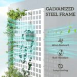 Galvanized Raised Garden Bed Planter Box with Trellis for Climbing Plants, Vegetable, Vines, 43" x 16" x 70", White - Image 4