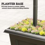 63" Solar Lamp Post Lights 2 Pack, Waterproof LED Solar Light Posts with Planter, Black - Image 7