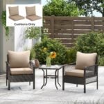 Patio Chair Cushions Set of 2 with Seat & Backrest, Fade Resistant Seat Replacement Cushion Set, Beige - Image 2