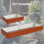 95" x 36" x 12" Galvanized Raised Garden Bed, Easy DIY and Cleaning for Growing Flowers, Herbs, Succulents, Natural Wood - Image 5