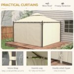 10' x 12' Outdoor Patio Gazebo with Curtains, Two-Tier Roof, Beige - Image 5