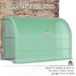 10' x 5' x 7' Lean to Greenhouse, Walk-In Green House, Plant Nursery with 2 Roll-up Doors and Windows, PE Cover and 3 Wire Shelves, Green - Image 5
