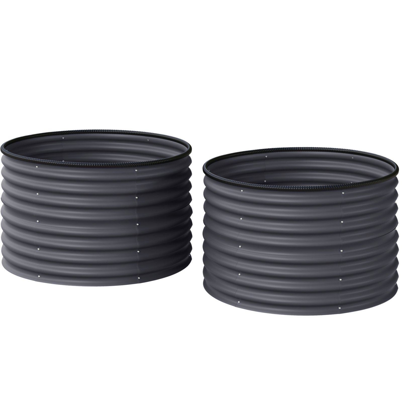 B9W98519d96ef23c9.jpg Set of 2 Raised Garden Bed, Metal Planter Box with Safety Edging, Easy-to-assemble Stock Tank, Dark Gray - Image 1