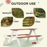 Kids Picnic Table Set, Wooden Table & Bench Set, Kids Patio Furniture Outdoor Toys for Garden, Backyard, Aged 3-8 Years Old, Brown - Image 5