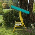 Kids Porch Swing, 2-Seater Patio Swing Bench with Safety Belts, Adjustable Canopy for Backyard, Garden, Green - Image 8