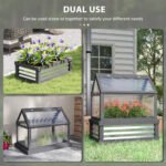 Raised Garden Flower Bed Kit with Greenhouse, Wooden Cold Frame Planter, 35.5" x 22.5" x 38.25", Gray - Image 4