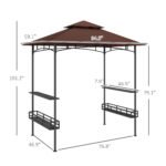8' x 5' BBQ Grill Gazebo, 2-Tier Outdoor BBQ Gazebo with 2 Side Shelves, Storage Baskets, Ceiling Hook, Dark Brown - Image 3