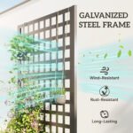 Galvanized Raised Garden Bed Planter Box with Trellis for Climbing Plants, Vegetable, Vines, 35" x 16" x 70", Gray - Image 4