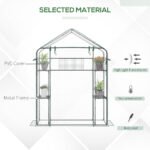 Outdoor Walk-in Mini Greenhouse with Mesh Door & Windows, Small Portable Garden Green House with 3 Tiers 6 Shelves, Trellis, & Plant Labels - Image 6