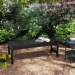 47" Outdoor Bench Seat, HDPE All-Weather Garden Bench, Backless Slatted Patio Bench for Yard, Porch, Park, Black - Image 7