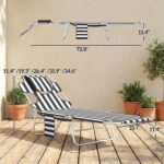 Tanning Chair with Face Hole, 5-Level Adjustable Outdoor Chaise Lounge Chair with Pillow for Beach, Pool, Black Stripe - Image 3