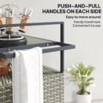 2-Tier Shelf PE Rattan Outdoor Bar Table, Glass Top Outdoor Serving Cart with Cabinet, Mixed Gray - Image 7