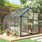 6x8 Greenhouse Polycarbonate Heavy Duty Patio Backyard, Dark Green - Image 2