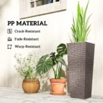 23.6 Inch Tall Planters for Outdoor Plants, Set of 2 Plastic Flower Pots with Drainage Holes, Brown - Image 7