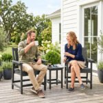 2 Piece All-Weather Patio Chairs, HDPE Patio Dining Chair Set, Heavy Duty Wood-Like Outdoor Furniture, Gray - Image 7