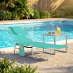 Tanning Chair with Face Hole, 5-Level Adjustable Outdoor Chaise Lounge Chair with Pillow for Beach, Pool, Light Green - Image 2