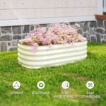 3.4' x 2' x 1' Galvanized Raised Garden Bed Kit, Metal Planter Box with Safety Edging, Cream - Image 7