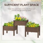 73" x 18" x 32" 3 Tier Raised Garden Bed w/ Three Elevated Planter Box for Vegetables, Herb and Flowers, Coffee - Image 6