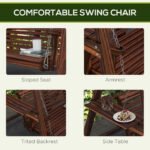 2-Seat Outdoor Swing Chair with Stand and Side Tables for Garden, Poolside, Backyard, Carbonized - Image 6