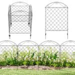 Garden Fence, 4 Pack Steel Fence Panels, 11.5' L x 43" H, Rust-Resistant Decorative Border Flower Edging for Yard, Landscape, Patio, Outdoor Decor, Curved Vines