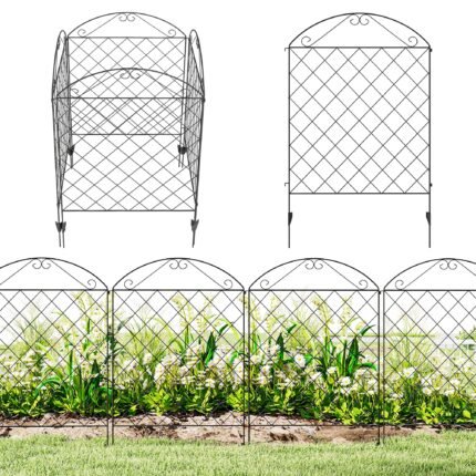 Garden Fence with 4 Pack Steel Fence Panels