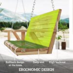 3-Seater Swing Bench, Wooden Porch Swing with Cupholders, Hanging Chains for Patio Garden, Nature Wood - Image 6