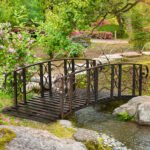 6' Metal Arch Backyard Garden Bridge with 660 lbs. Weight Capacity, Safety Siderails, Vine Motifs, Easy Assembly for Backyard Creek, Stream, Pond, Brown - Image 2